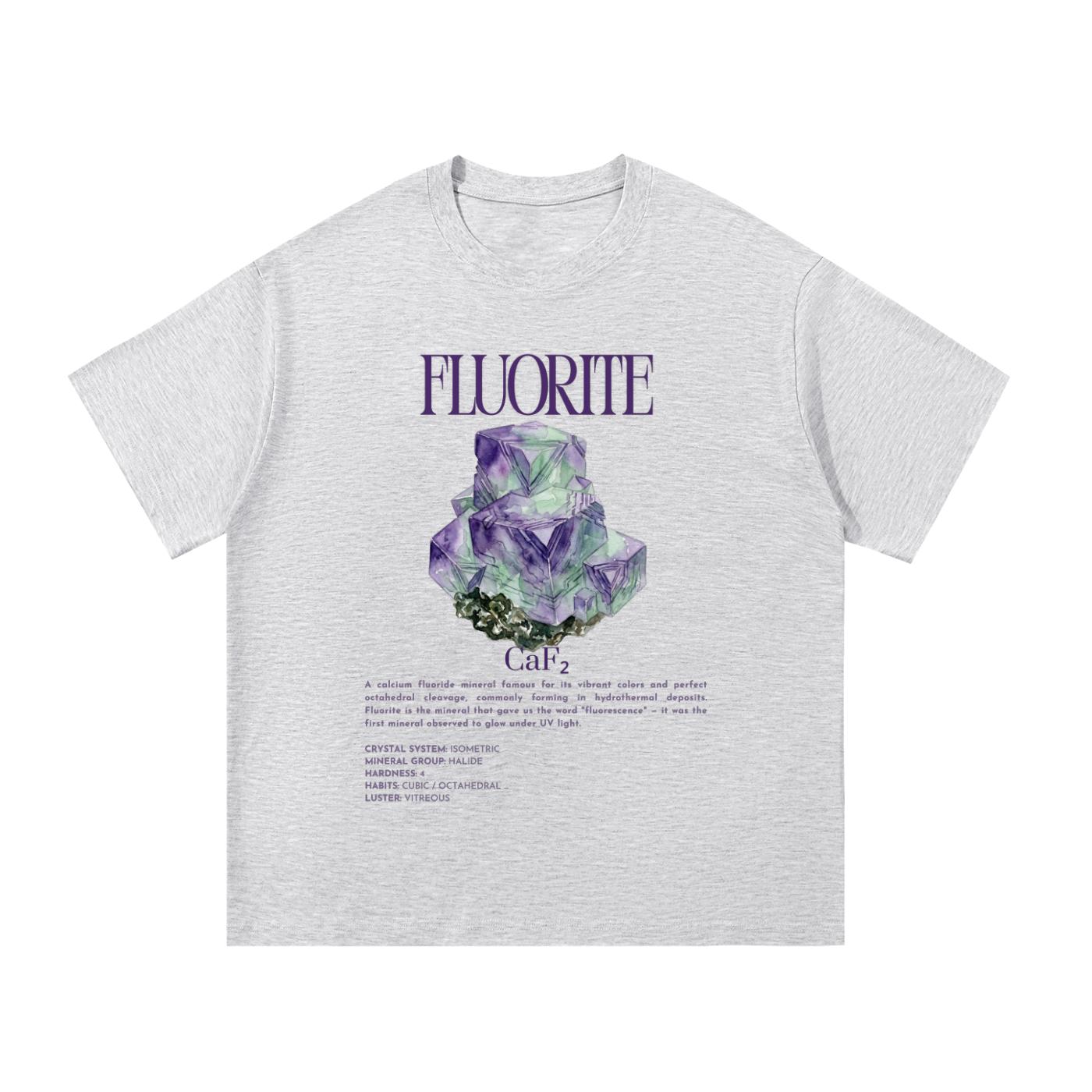 Fluorite Shirt | UV Mineral Tee | Watercolor Crystal Geology Gift | Halide Mineral Shirt | Rockhound Tee