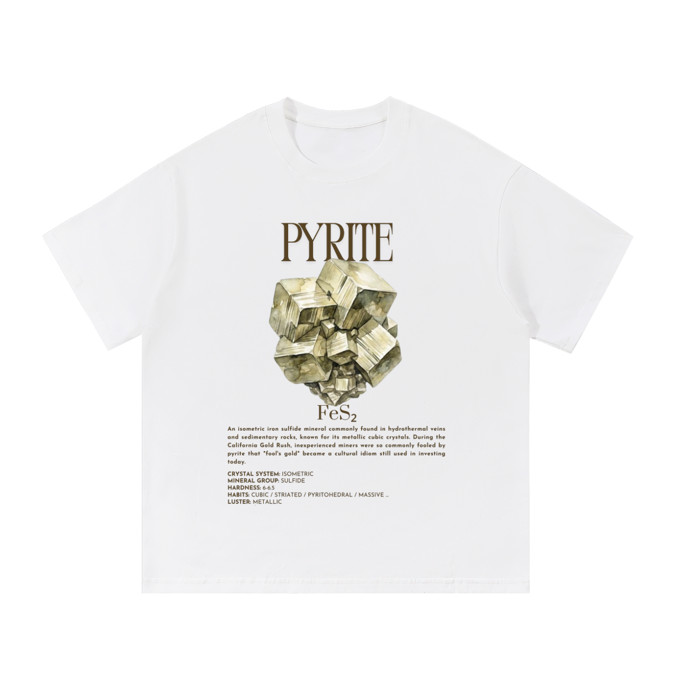 Pyrite Shirt | Fool's Gold Tee | Sulfide Mineral Gift | Rock Collector Shirt