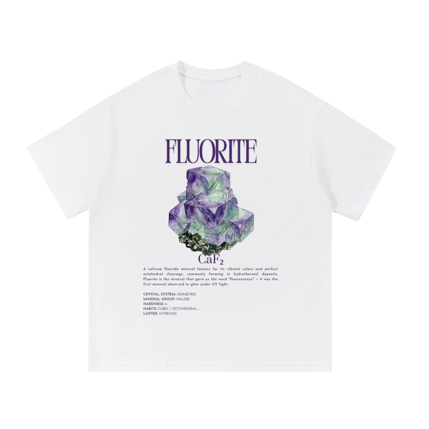 Fluorite Shirt | UV Mineral Tee | Watercolor Crystal Geology Gift | Halide Mineral Shirt | Rockhound Tee