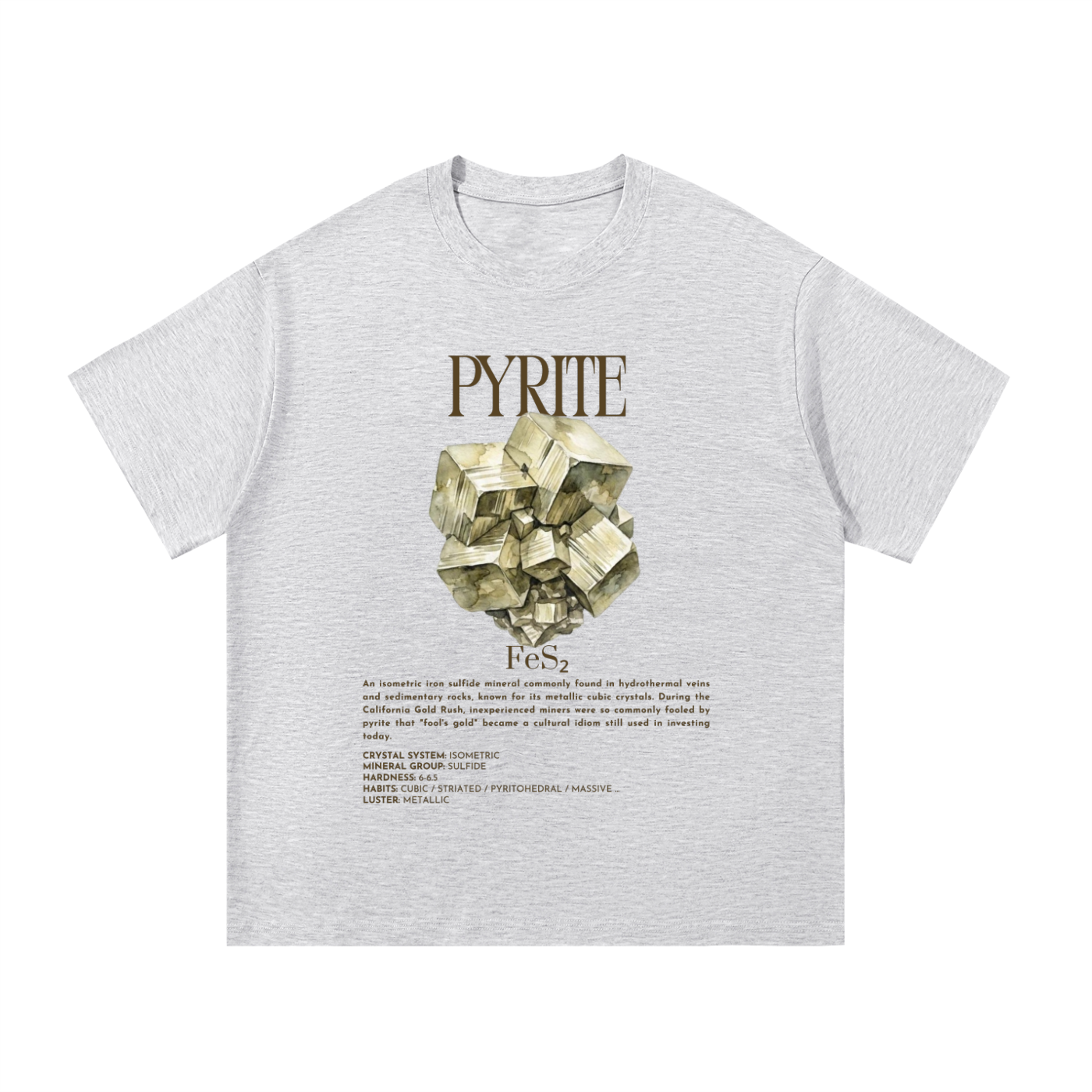 Pyrite Shirt | Fool's Gold Tee | Sulfide Mineral Gift | Rock Collector Shirt