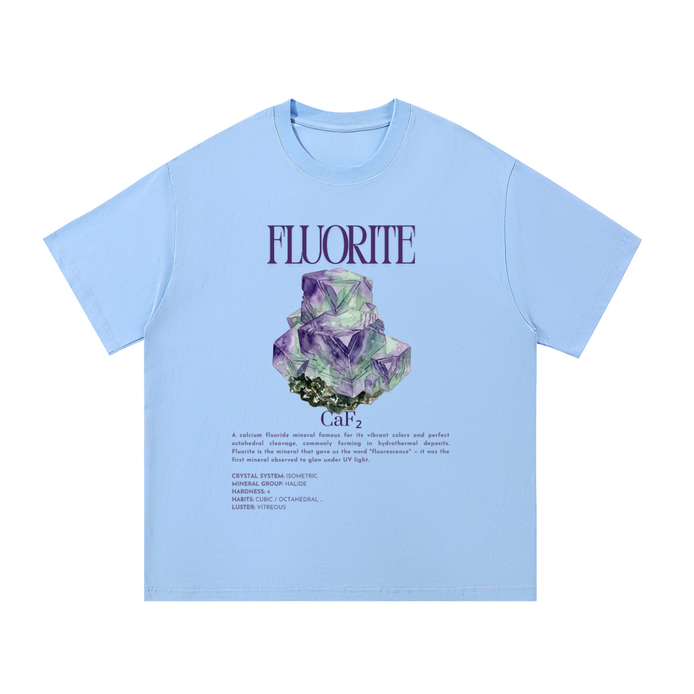 Fluorite Shirt | UV Mineral Tee | Watercolor Crystal Geology Gift | Halide Mineral Shirt | Rockhound Tee
